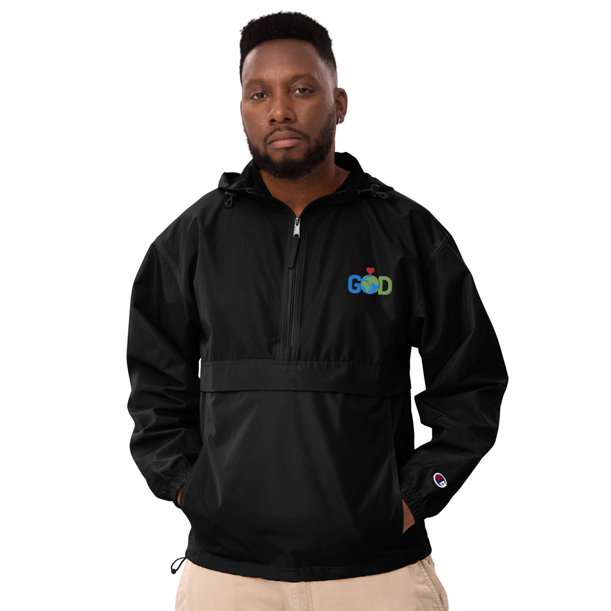 Champion half best sale zip windbreaker black